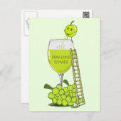 How Wine is Made Funny Illustration Green Postcard (Front/Back)