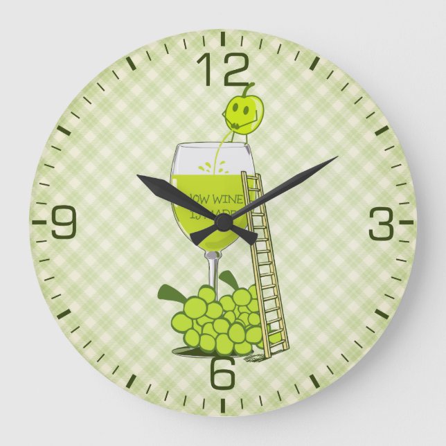 How Wine is Made Funny Illustration Numbered Large Clock (Front)