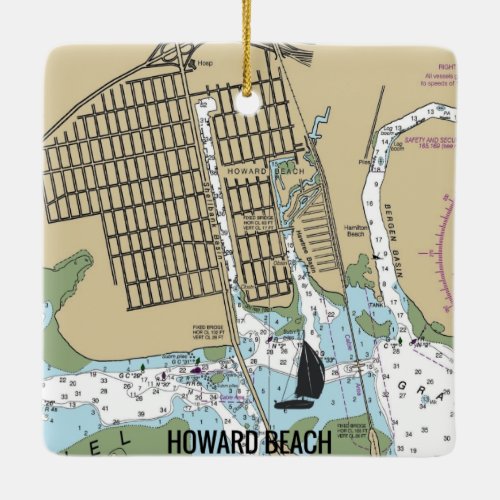 Howard Beach New York City Chart Ceramic Ornament