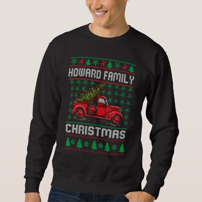 Howard Family Ugly Christmas Sweater Red Truck  Xm (Front)