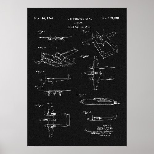 Howard Hughes Airplane Patent Poster