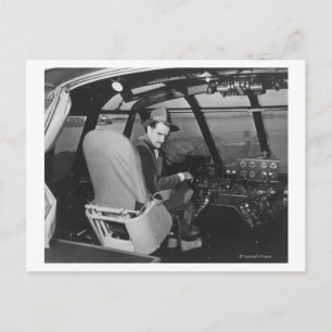 Howard Hughes in Spruce Goose Wooden Plane Postcard