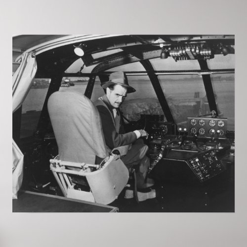 Howard Hughes in Spruce Goose Wooden Plane Poster