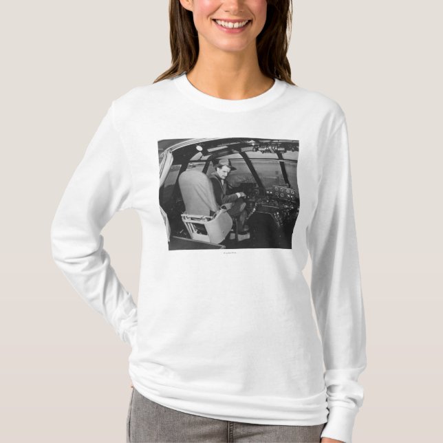 Howard Hughes in Spruce Goose Wooden Plane T-Shirt (Front)