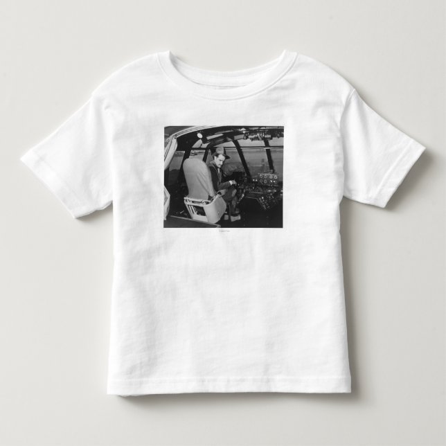 Howard Hughes in Spruce Goose Wooden Plane Toddler T-shirt (Front)