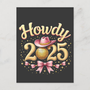Howdy 2025 New Year Eve Cowboy Western Postcard