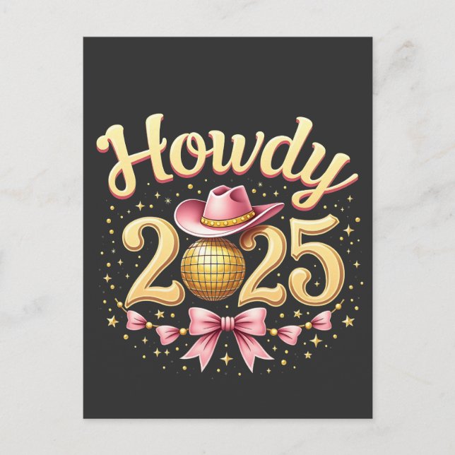 Howdy 2025 New Year Eve Cowboy Western  Postcard (Front)