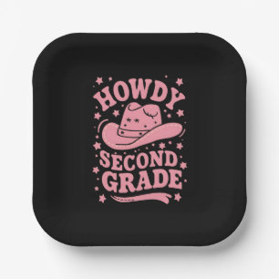 Howdy 2nd Grade Cowboy Cowgirl Back To School Paper Plates