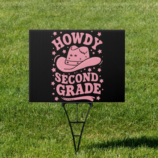Howdy 2nd Grade Cowboy Cowgirl Back To School Sign (Insitu)