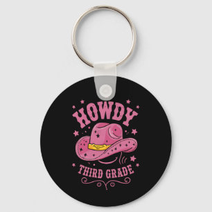 Howdy 3rd Grade Cowboy Cowgirl Back To School Keychain