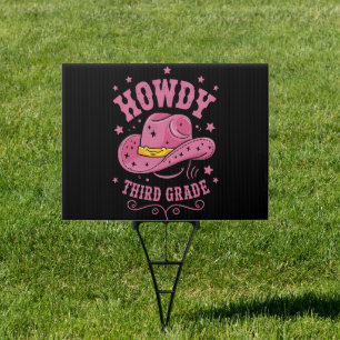 Howdy 3rd Grade Cowboy Cowgirl Back To School Sign