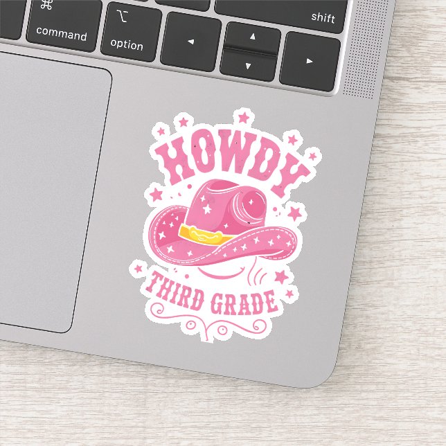Howdy 3rd Grade Cowboy Cowgirl Back To School Sticker (Detail)