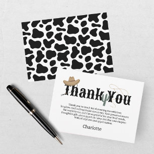 Howdy Baby Black Tan Cowboy Baby Shower Thank You Card