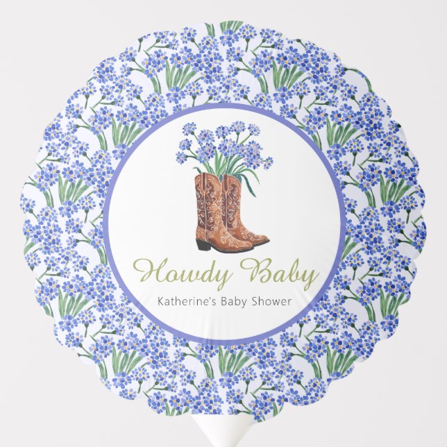 Howdy Baby Bluebonnets Cowboy Baby Shower Balloon (Front)