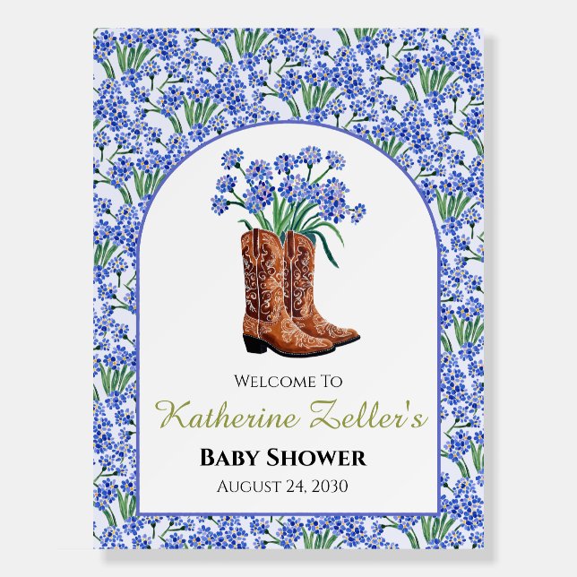 Howdy Baby Bluebonnets Cowboy Western Foam Board (Front)