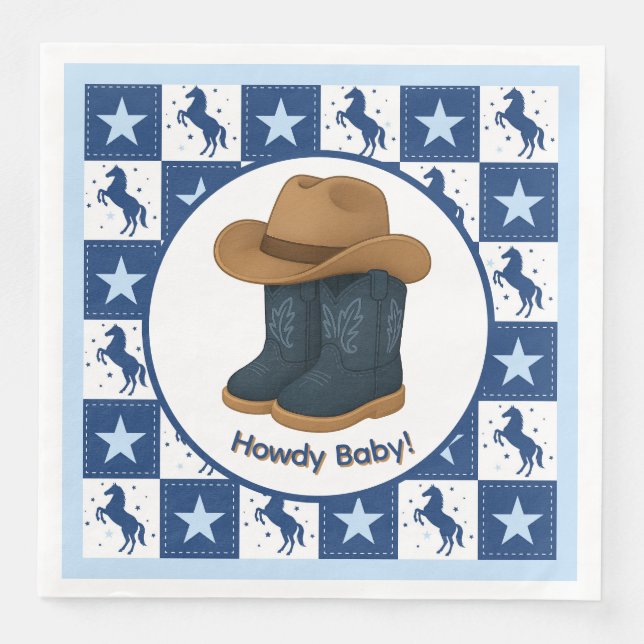 Howdy Baby Boy  Paper Dinner Napkins (Front)