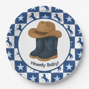 Howdy Baby Boy Paper Plates