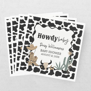 Howdy Baby Green Tan Cowboy Baby Shower Napkins