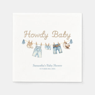 Howdy Baby Little Cowboy Baby Shower Invitation Napkins