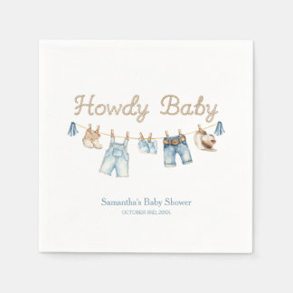 Howdy Baby Little Cowboy Baby Shower Invitation Napkins