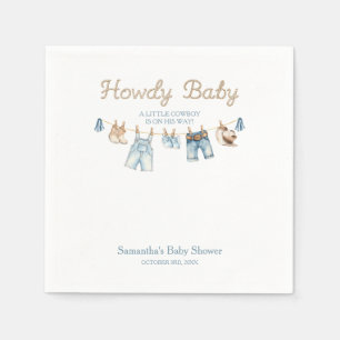 Howdy Baby Little Cowboy Baby Shower Invitation Napkins