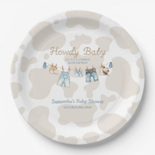 Howdy Baby Little Cowboy Baby Shower Invitation Paper Plates