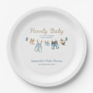 Howdy Baby Little Cowboy Baby Shower Invitation Paper Plates