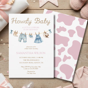 Howdy Baby Little Cowgirl Baby Shower Invitation