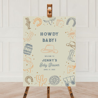 Howdy Baby Western Baby Shower Welcome Foam Board