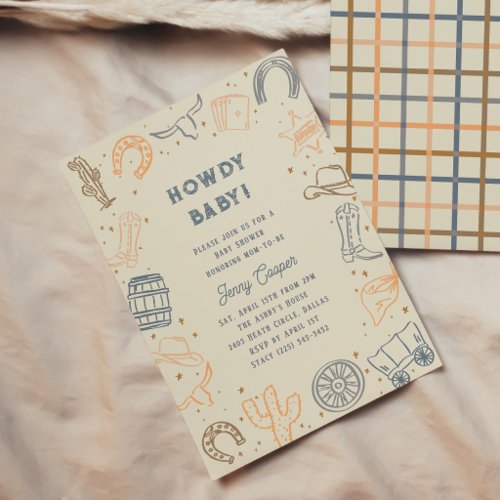 Howdy Baby Western Cowboy Baby Shower Invitation