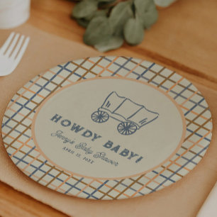 Howdy Baby Western Cowboy Baby Shower Paper Plates