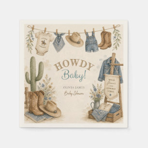 Howdy baby western desert baby shower napkins
