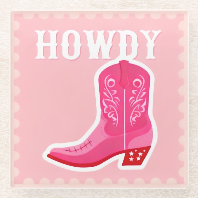 HOWDY Bar Glass Coaster (Front)