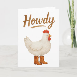 Howdy Chicken in Cowboy Boots Card