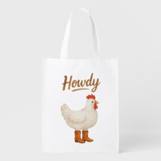 Howdy Chicken in Cowboy Boots Grocery Bag