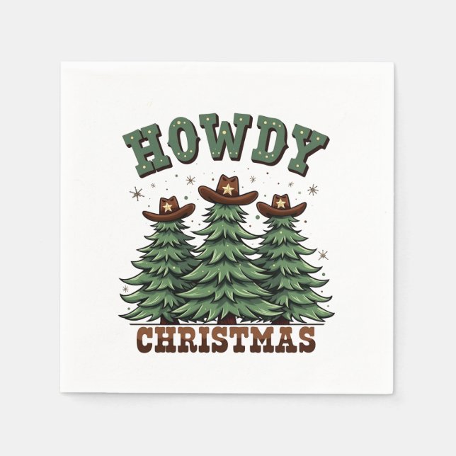 Howdy Christmas Cactus Western Xmas  Napkins (Front)