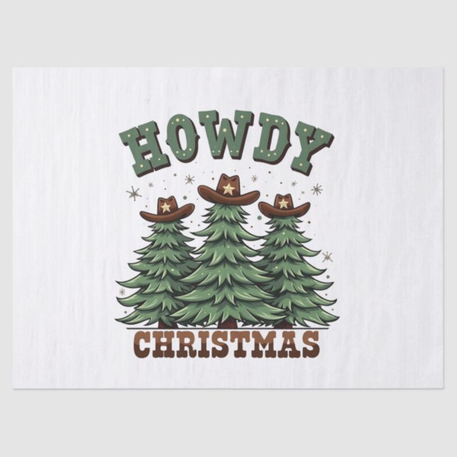Howdy Christmas Cactus Western Xmas  Tissue Paper (Front)