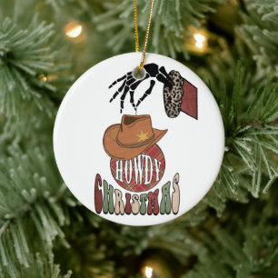 Howdy Christmas Ceramic Ornament