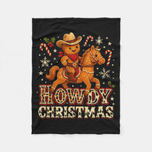 Howdy Christmas Cowboy Gingerbread Design  Fleece Blanket