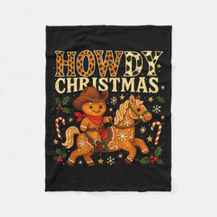 Howdy Christmas Cowboy Gingerbread Design  Fleece Blanket