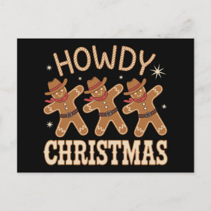 Howdy Christmas Cowboy Gingerbread Western Xmas Holiday Postcard
