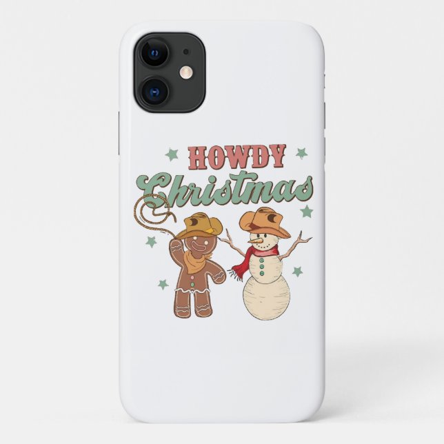 Howdy Christmas Cowboy Snowman Western Funny Case-Mate iPhone Case (Back)