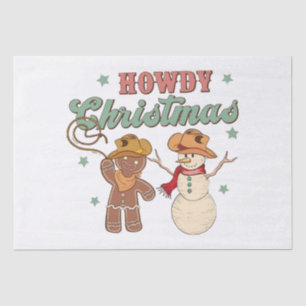 Howdy Christmas Cowboy Snowman Western Funny Tissue Paper