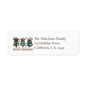 Howdy Christmas Cowboy Tree Western Holiday Label