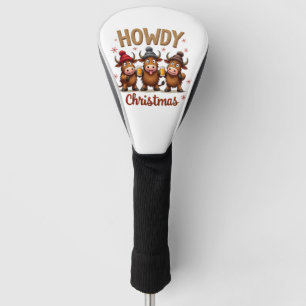 Howdy Christmas Funny Highland Cow Xmas Cows Lover Golf Head Cover