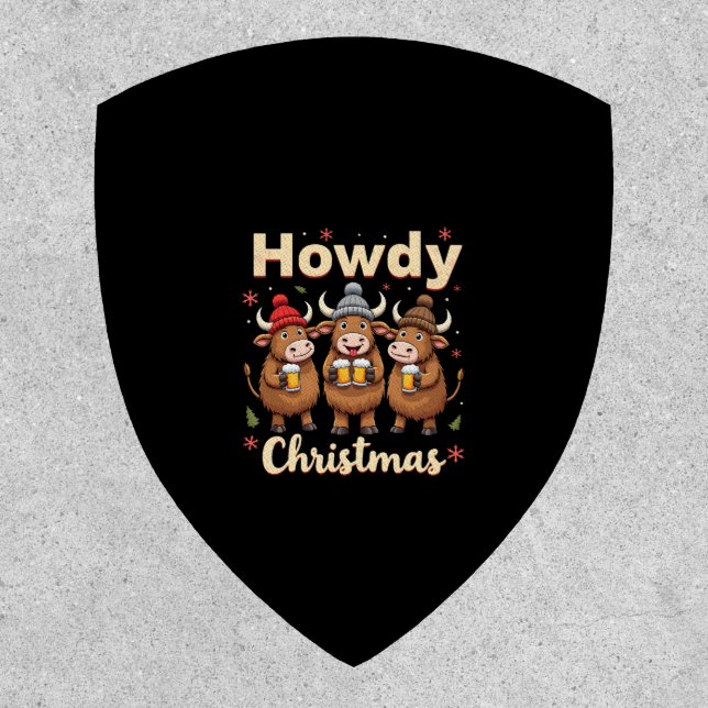 Howdy Christmas Funny Highland Cow Xmas Cows Lover Patch (Front)