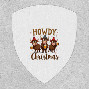 Howdy Christmas Funny Highland Cow Xmas Cows Lover Patch