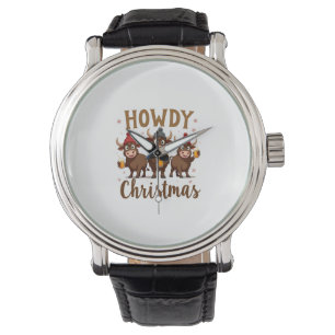 Howdy Christmas Funny Highland Cow Xmas Cows Lover Watch