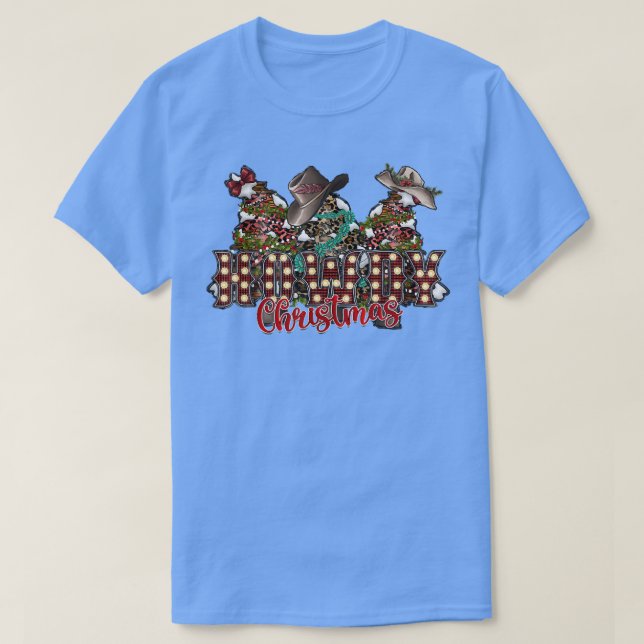 Howdy Christmas, Howdy Western Cowboy Christmas Tr T-Shirt (Design Front)
