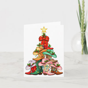 Howdy Christmas Tree Western Cowgirl Boots Xmas Li Card